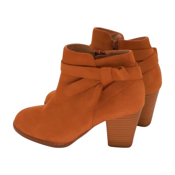 Kaensi Brown Tie-Accent Block-Heel Bootie Womens Shoes, Brown, Size 6 - Picture 3 of 5